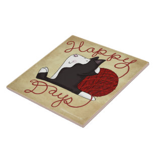 Tuxedo Cat- Happy Days Ceramic Tile