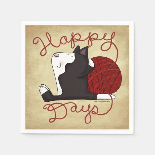 Tuxedo Cat_ Happy Days Paper Napkins