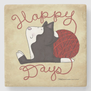 Tuxedo Cat- Happy Days Stone Coaster