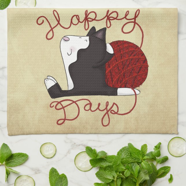 Tuxedo Cat- Happy Days Towel (Folded)