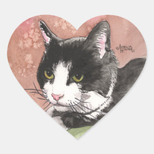 Tuxedo Cat Heart Sticker