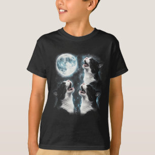 Tuxedo Cat Howling At Moon Retro 90s T-Shirt