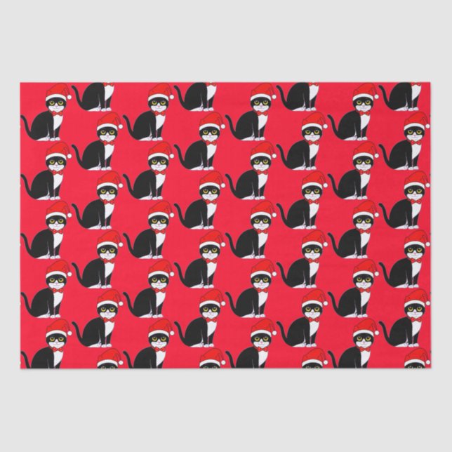 Tuxedo Cat in Bowtie: at Christmas  Tissue Paper (Front)