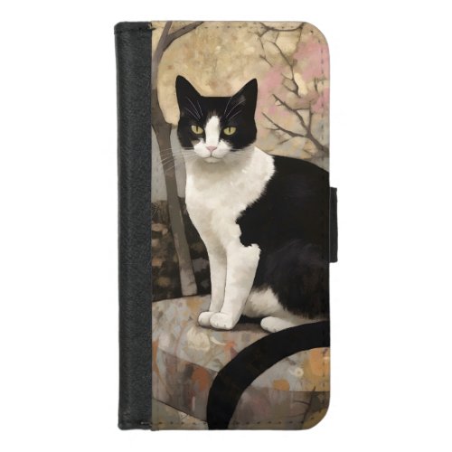 Tuxedo Cat in the Garden iPhone 87 Wallet Case