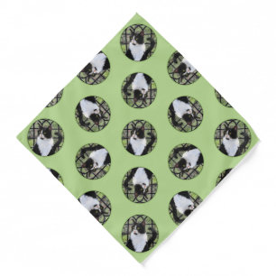 Tuxedo Cat in Window Painting Cute Original Art Bandana
