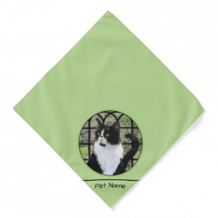 Tuxedo Cat in Window Painting Cute Original Art Bandana