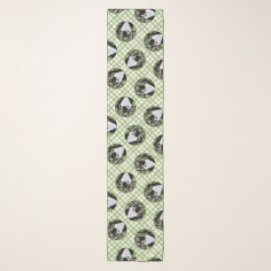 Tuxedo Cat in Window Painting Cute Original Art Scarf