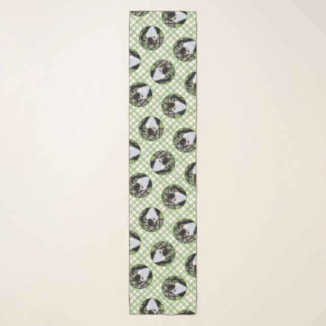 Tuxedo Cat in Window Painting Cute Original Art Scarf (Front)