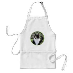 Tuxedo Cat in Window Painting Original Animal Art Adult Apron