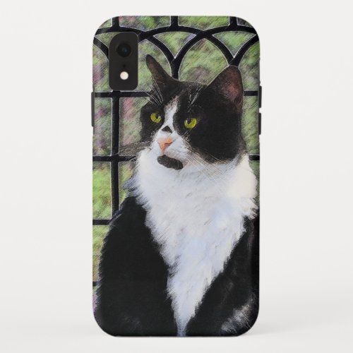 Tuxedo Cat in Window Painting Original Animal Art iPhone XR Case