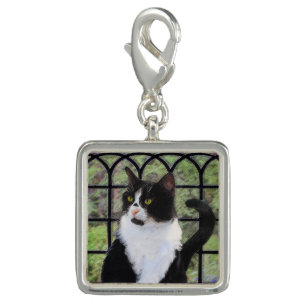 Tuxedo Cat in Window Painting Original Animal Art Charm
