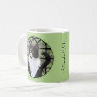 Tuxedo Cat in Window Painting Original Animal Art Coffee Mug