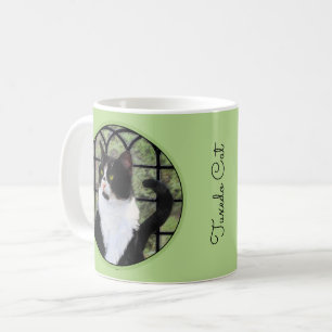 Tuxedo Cat in Window Painting Original Animal Art Coffee Mug