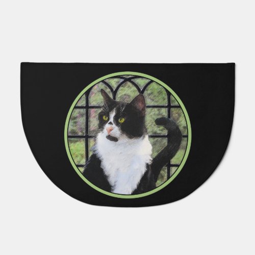 Tuxedo Cat in Window Painting Original Animal Art Doormat