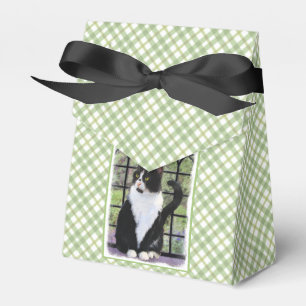 Tuxedo Cat in Window Painting Original Animal Art Favor Boxes