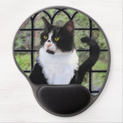 Tuxedo Cat in Window Painting Original Animal Art Gel Mouse Pad