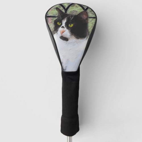 Tuxedo Cat in Window Painting Original Animal Art Golf Head Cover