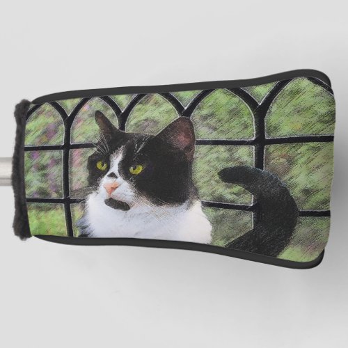 Tuxedo Cat in Window Painting Original Animal Art Golf Head Cover