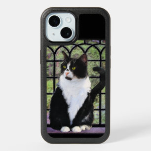 Tuxedo Cat in Window Painting Original Animal Art iPhone 15 Case