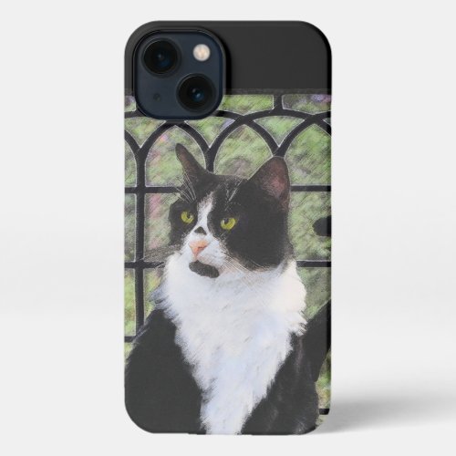 Tuxedo Cat in Window Painting Original Animal Art iPhone 13 Case