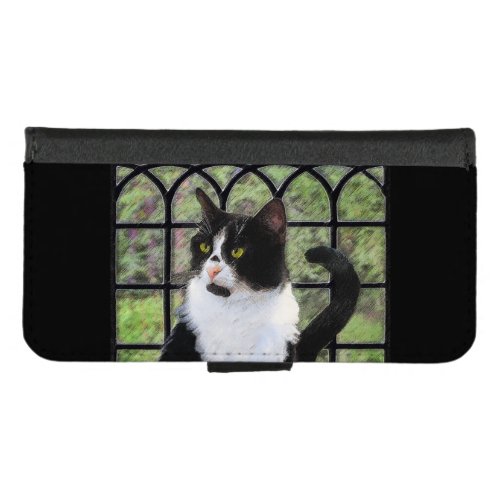 Tuxedo Cat in Window Painting Original Animal Art iPhone 87 Wallet Case