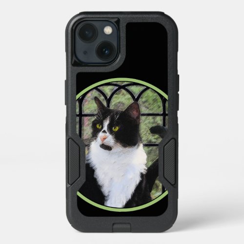 Tuxedo Cat in Window Painting Original Animal Art iPhone 13 Case