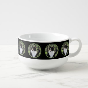 Tuxedo Cat in Window Painting Original Animal Art Soup Mug