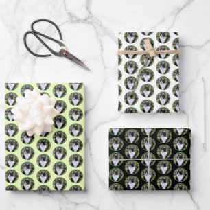 Tuxedo Cat in Window Painting Original Animal Art Wrapping Paper Sheets