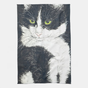 Tuxedo cat kitchen towel