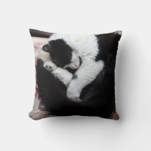 Tuxedo Cat Kitty Cats Black and White Caturday     Throw Pillow