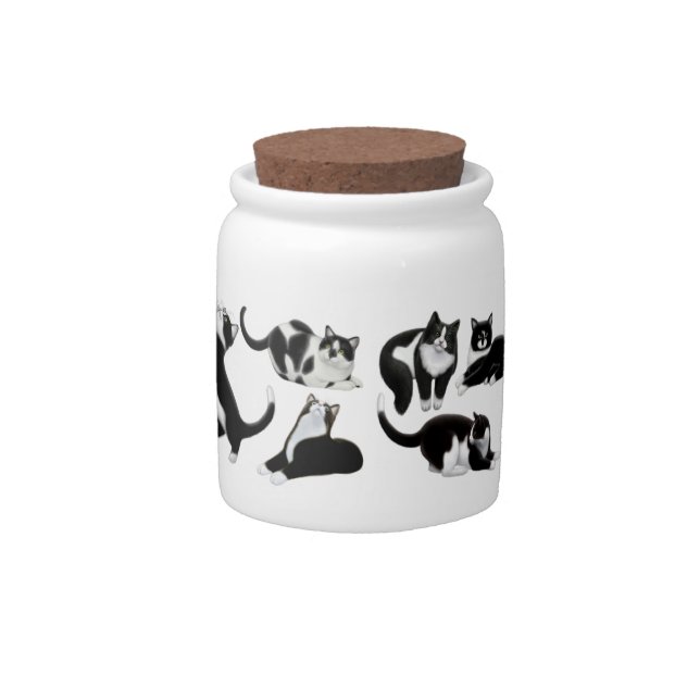 Tuxedo Cat Love Candy Jar (Front)