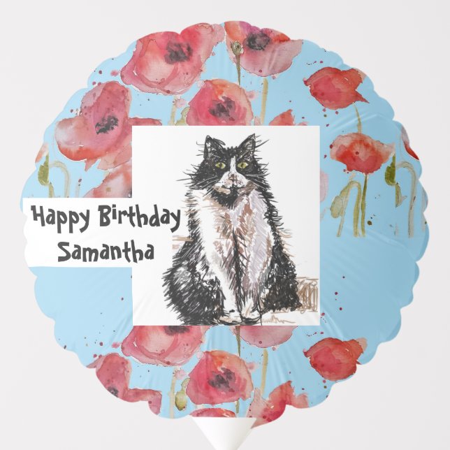 Tuxedo Cat Love You Black and White Cats Girls Bal Balloon (Front)