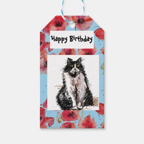 Tuxedo Cat Love You Black and White Cats Girls Gift Tags