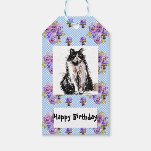 Tuxedo Cat Love You Black and White Cats Girls Gift Tags