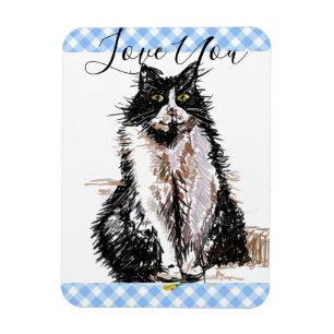 Tuxedo Cat Love You Black and White Cats Magnet