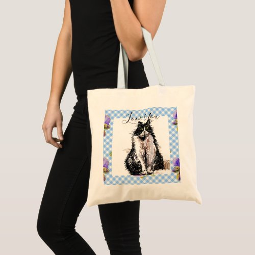 Tuxedo Cat Love You Black and White Cats Tote Bag