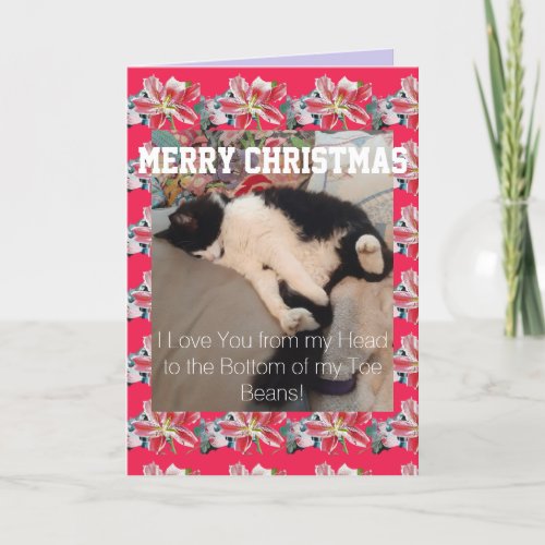 Tuxedo Cat Love You Toe Beans Christmas Card