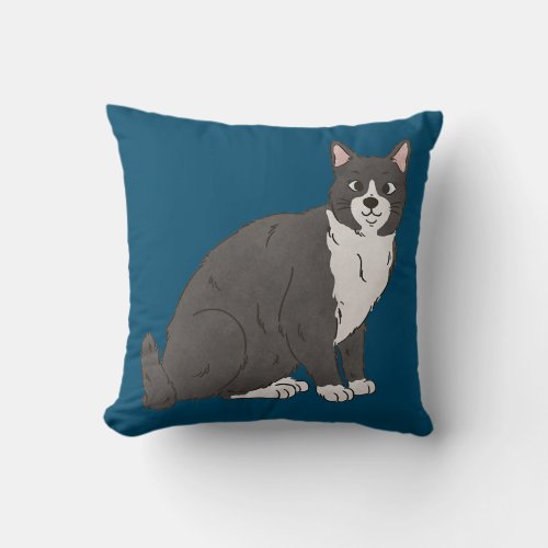 Tuxedo Cat Lovers Cat Mom  Throw Pillow