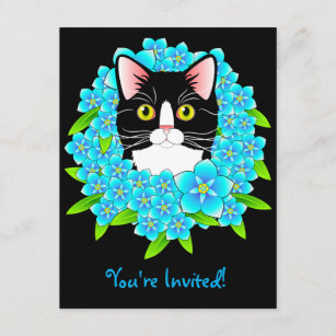 5 - 12 or 14 Cute Cat Birthday Invitation Cards Ref 480
