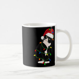 Tuxedo Cat Meow Santa Tuxie Christmas Tree Lights Coffee Mug