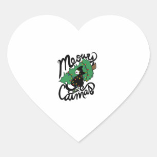 Tuxedo Cat Meowy Christmas Cat Catmas   Heart Sticker