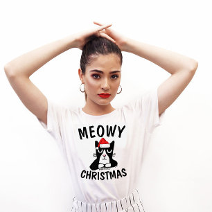 TUXEDO CAT MEOWY CHRISTMAS PANDA KITTY T-SHIRTS