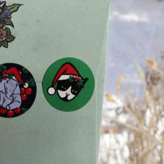 Tuxedo Cat Merry Christmas Classic Round Sticker