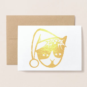 Tuxedo Cat Merry Christmas Foil Card