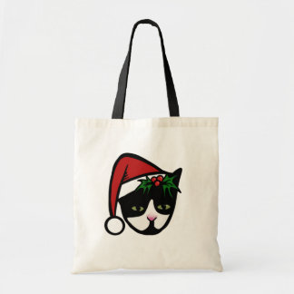 Tuxedo Cat Merry Christmas Tote Bag