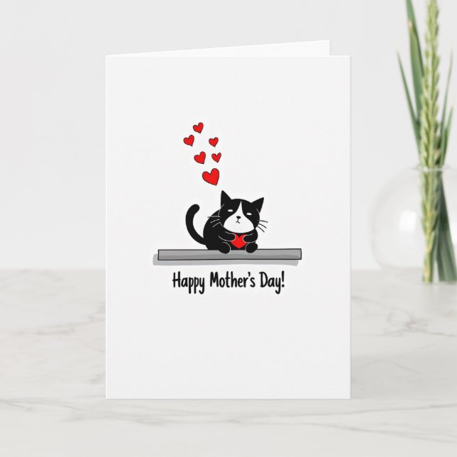 Tuxedo Cat Mothers Day Card (Front)