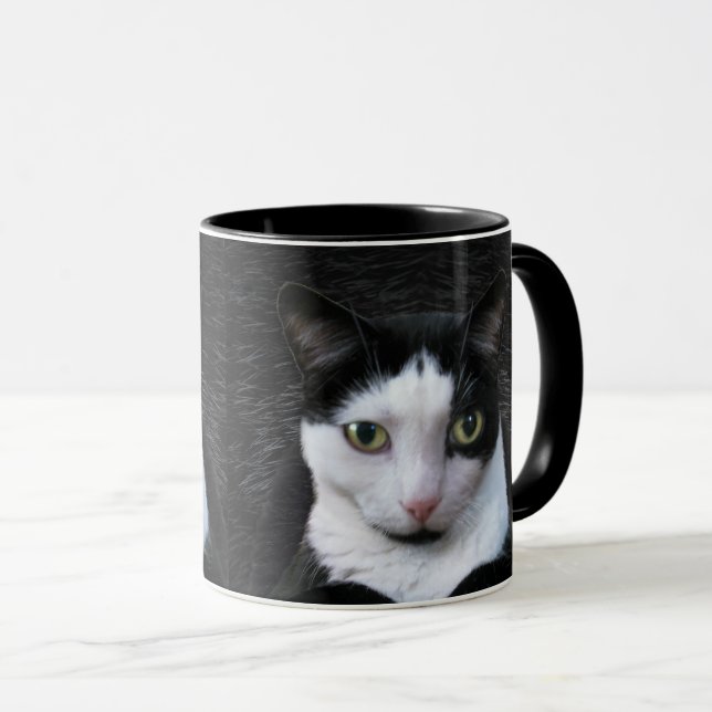 Tuxedo Cat Mug (Front Right)