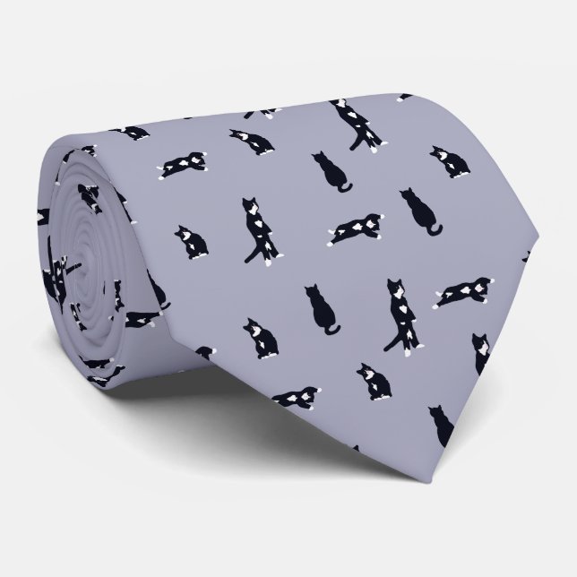 Tuxedo Cat Neck Tie (Rolled)
