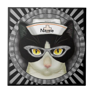 Tuxedo cat nurse ceramic tile