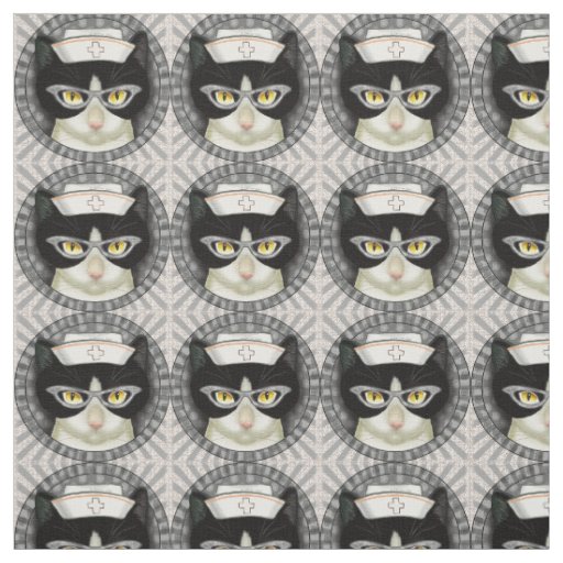 Tuxedo Cat Nurse Fabric